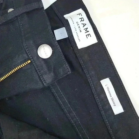 Frame L’Homme Black Low Rise Skinny Jeans In Noir - Picture 9 of 14